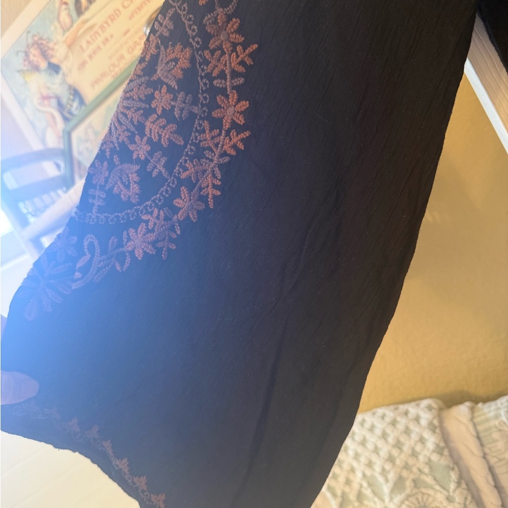 Free People Black, Rust and Lavender Embroidered High Low Dress - Picture 4 of 7